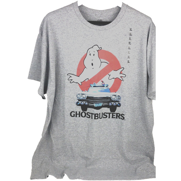 Ghostbusters Men's T Shirt XL Ghost Vehicle ECTO-1 New York Grey Red NEW - Picture 1 of 6